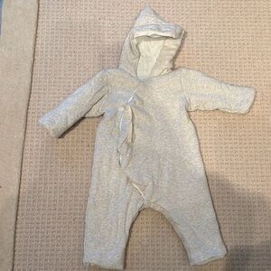 Petit Bateau Light Gray Hooded Baby Footie